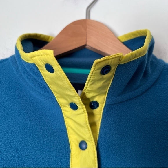 Lands' End Heritage Teal Mountain Ombre Print Snap Mock Fleece Pullover Gorpcore - Picture 4 of 15